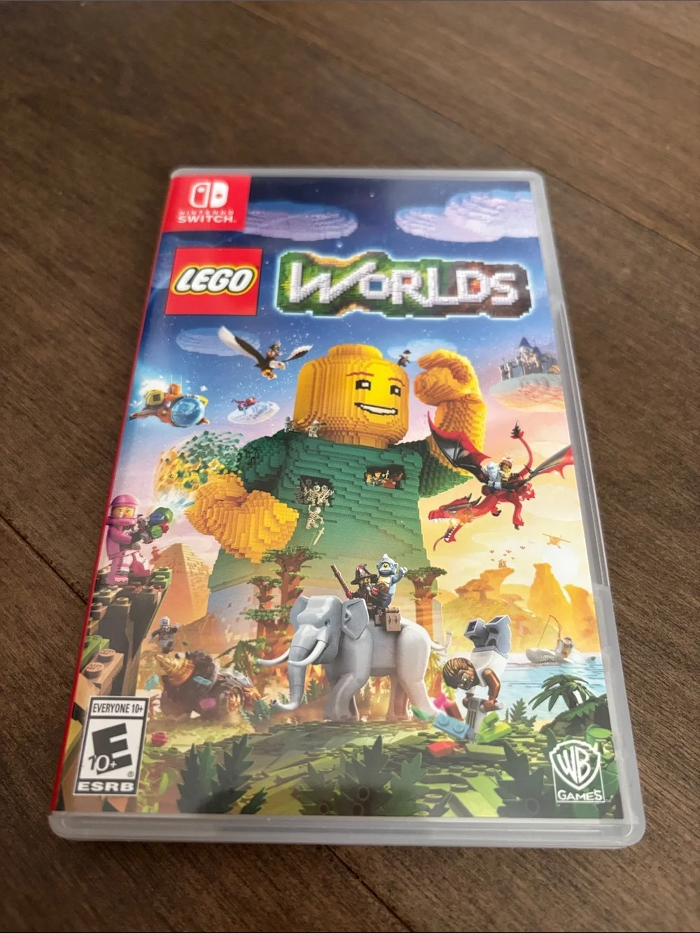 Lego Worlds Video Game Cover — Blue Green Yellow Red